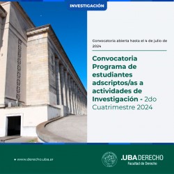 Convocatoria Programa de estudiantes adscriptos/as a actividades de Investigación - 2do Cuatrimestre 2024