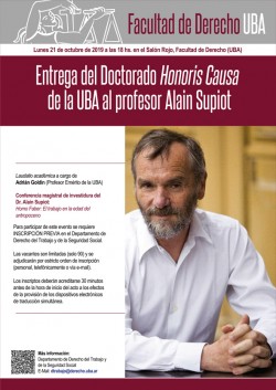 Entrega del doctorado <i>honoris</i> causa de la UBA al profesor Alain Supiot