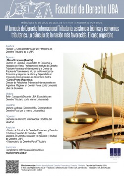 IV Jornada de Derecho Internacional Tributario: asistencia técnica y convenios tributarios. La cláusula de la nación más favorecida. El caso argentino