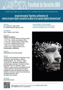 Jornada internacional "Algoritmos, perfilamiento e IA: violencia de género digital y perspectiva de género en las agendas digitales latinoamericanas"