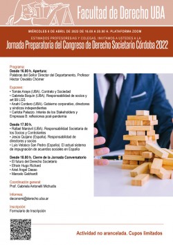 Jornada preparatoria del Congreso de Derecho Societario Córdoba 2022