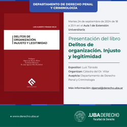 Presentación del libro <i>Delitos de organización. Injusto y legitimidad</i>