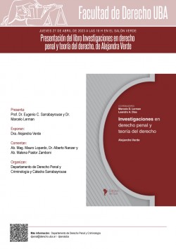 Presentación del libro <i>Investigaciones en derecho penal y teoría del derecho</i> de Alejandra Verde 