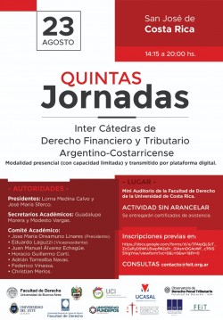 Quintas jornadas Inter Cátedras de Derecho Financiero y Tributario Argentino-Costarricense