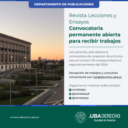 Revista Lecciones y Ensayos. Convocatoria permanente abierta para recibir trabajos